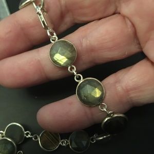 Sterling Bezeled Flashing Labradorite Cabochon Necklace- awesome gift!